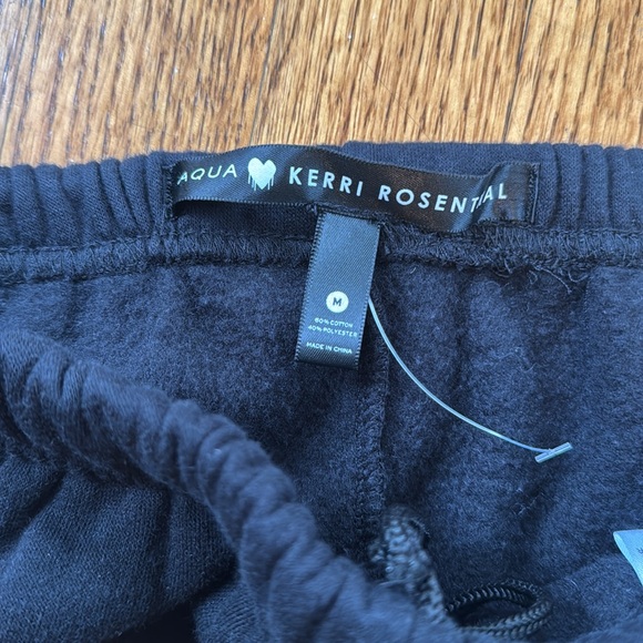 AQUA + Kerri Rosenthal Black Heart Patch Sweatpants Bloomingdale’s Exclusive - Picture 2 of 5